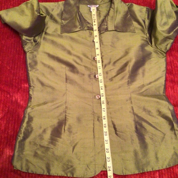 Vintage 90s Pant Suit - Silk Olive Green - Picture 11 of 12